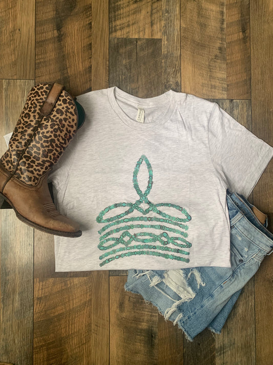 Dripping in Turquoise boot stitch tee