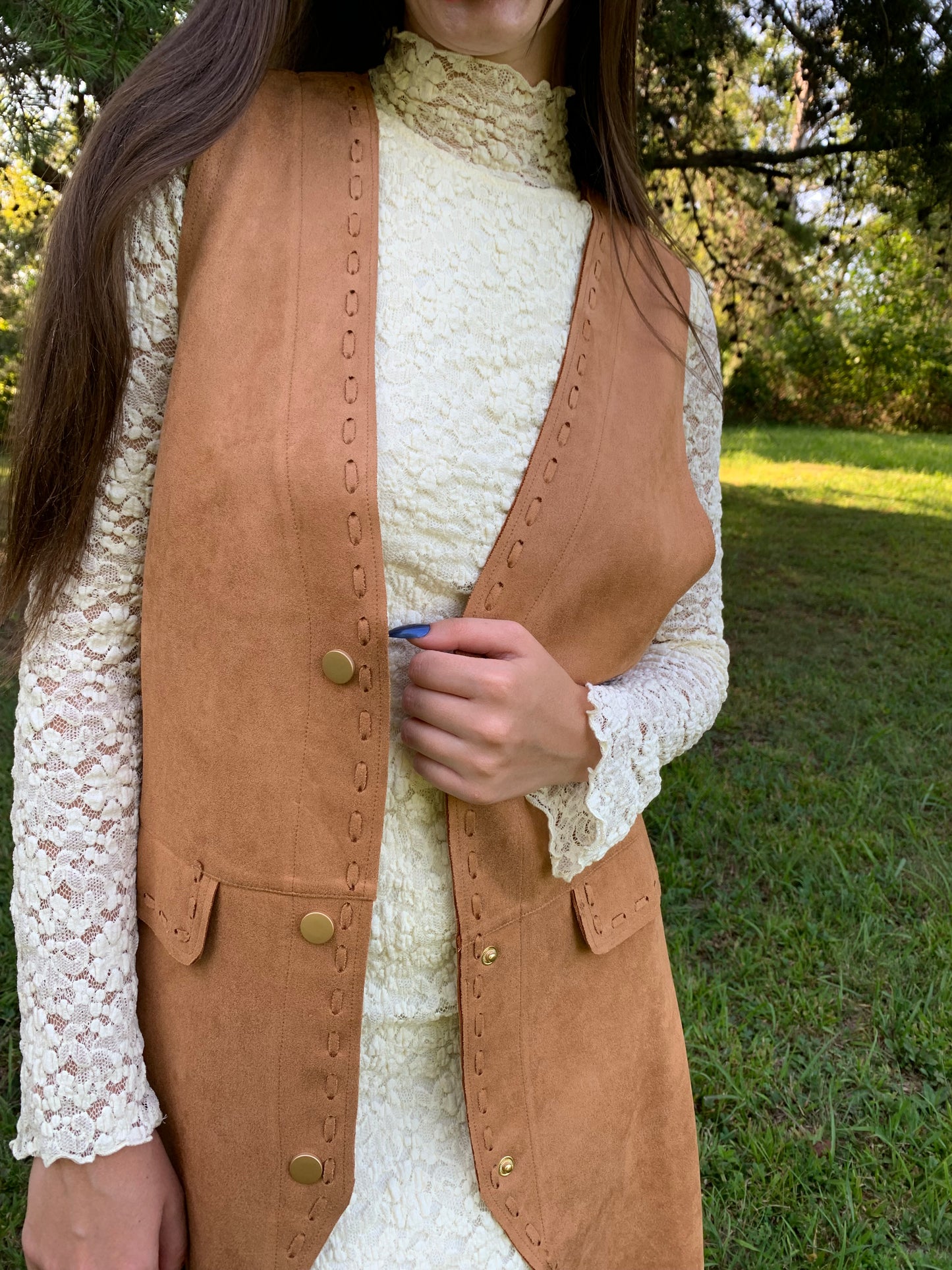 Jordie faux suede vest-camel