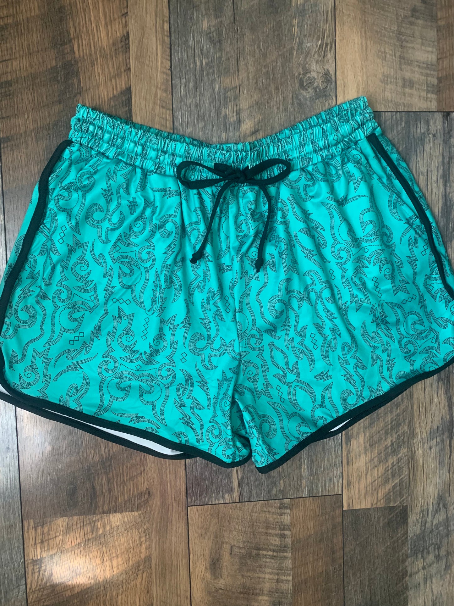 Raised Round Here Shorts-Turquoise