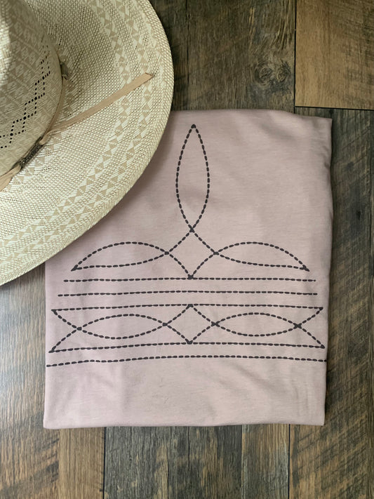 Pink Boot stitch tee