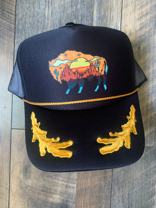 Sunset Buffalo trucker hat